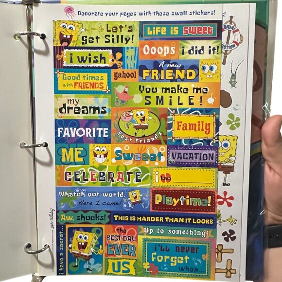 Spongebob Nickelodeon Scrapbook Kit Binder, Paper, Stickers, (Stencils Missing) - Picture 4 of 16